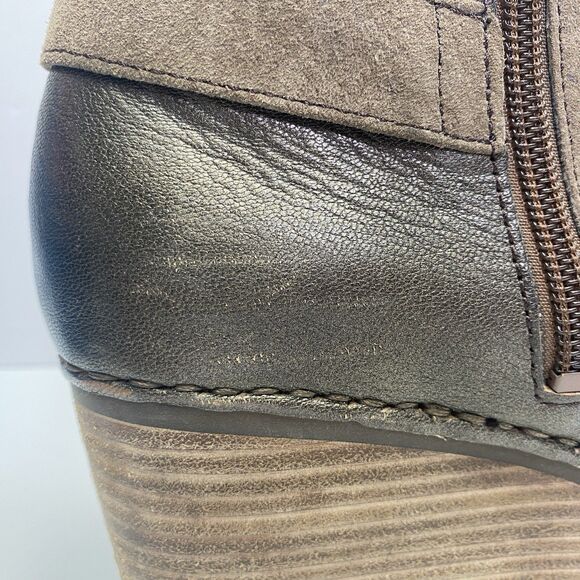 Dansko Womens 9 Suede Leather Side Zip Ankle Wedge Boots Brown - Picture 15 of 16